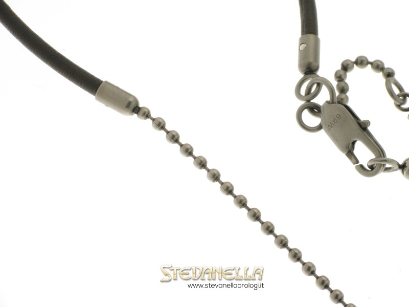 Collana Uomo In Pelle Con Pendente Acciaio Inox - 50 Cm Modello Sfera - Foto 13
