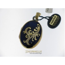 FABERGE' pendente porta foto oro giallo 18kt smalto blue e diamanti F-1003